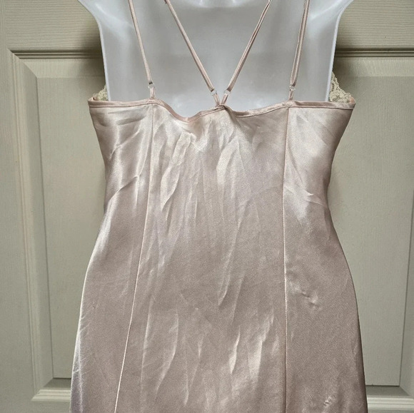 Vintage 90’s Victoria's Secret Blush Satin n Lace Front Split Ankle Gown Sz Med - Picture 12 of 17